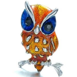 New Vibrant Enamel Owl Brooch Pin Charm Scarf Jacket Coat Hat Bag Jeans